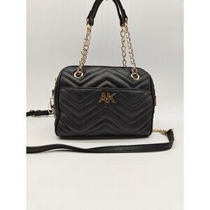Anne Klein Quilted Faux Leather Double Handles Mini Crossbody - Black